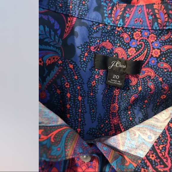 New J.CREW Ratti Print Puff Sleeve Button Down Top Italian Fabric Plus Sized - Picture 10 of 14